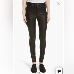 Rag & Bone 100% Leather Lamb Skin Black High Waist Skinny Pant Size 25